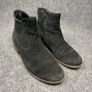 Gabor Shoe Boot Leather Suede Women Sz UK 6  US 8.5 Black Low Stack Heel